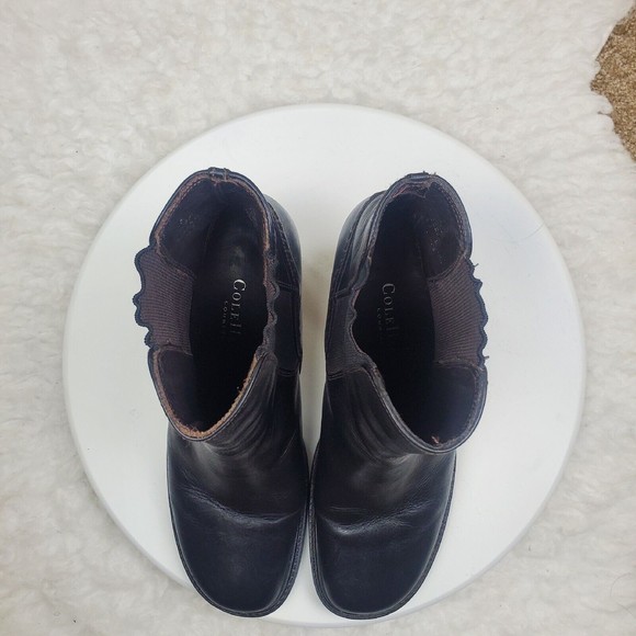 Cole Haan Ankle Boots Womens Size 7.5 B Black Leather Vibram Soles Chelsea - Picture 6 of 8